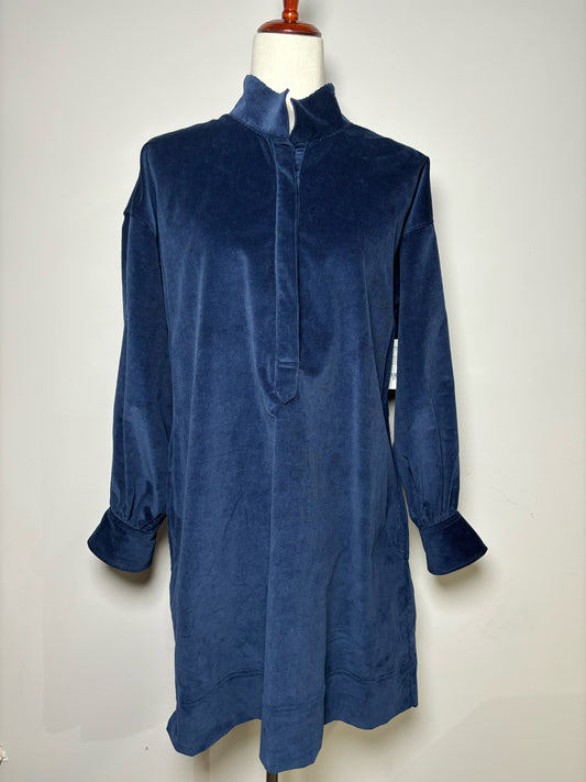 Women Size M Ann Mashburn Blue Solid Corduroy Shift Dress