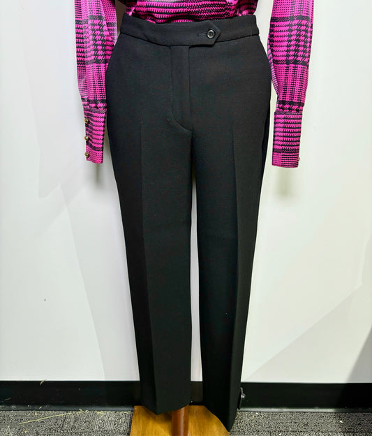 Women Size 44 Kiton Napoli Black Solid Crepe Wool Pants