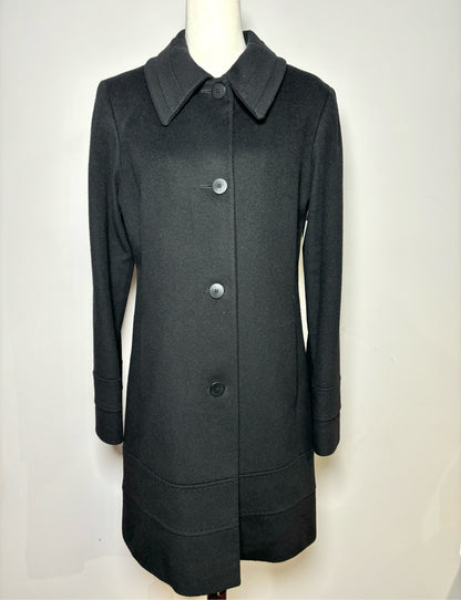 Women Size 12 Fleurette Black Solid Cashmere Blend Loro Piana Coat