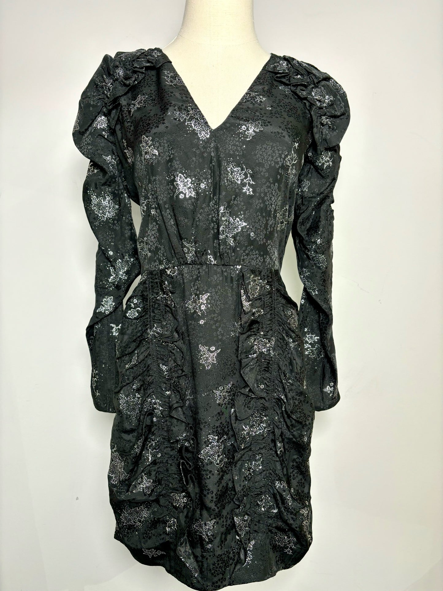 Women Size 6 Rebecca Taylor Black Print Silk Dress