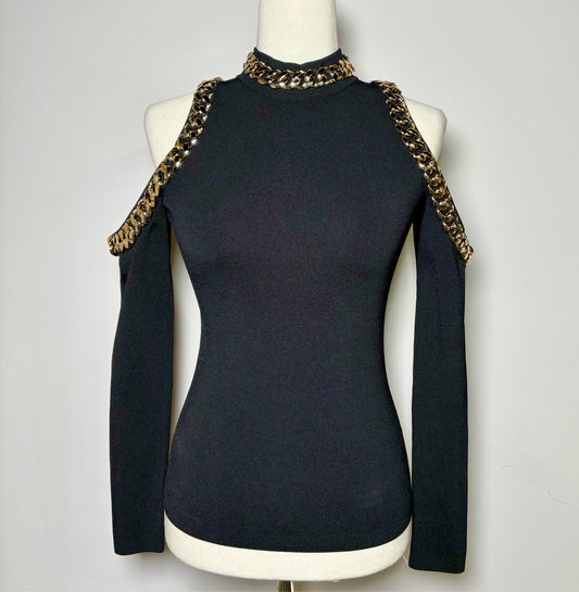 Women Size S Karen Millen Black Label Black Solid Ribbed Knit Top