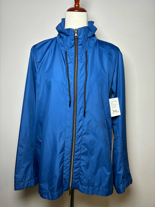 Women Size 42 Esemplare Blue Solid Nylon Windbreaker Jacket