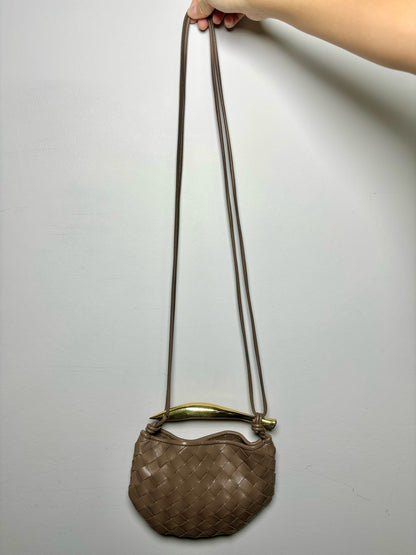 Bottega Veneta Intrecciato Leather Taupe Grey Cowhide Sardine Bag