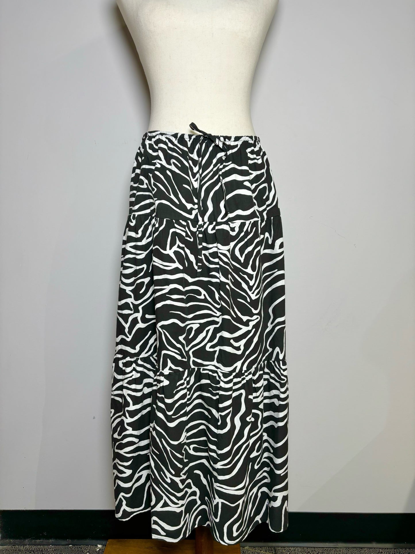 Women Size S Rails Black Swirl Cotton Maxi Tier Skirt