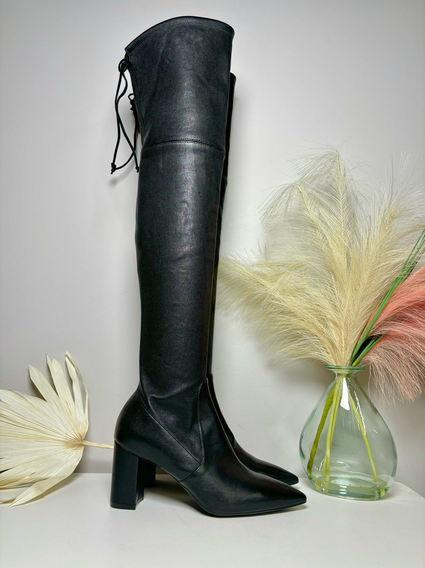 W Shoe Size 8 Stuart Weitzman Black Leather Cowhide Over Knee Boots