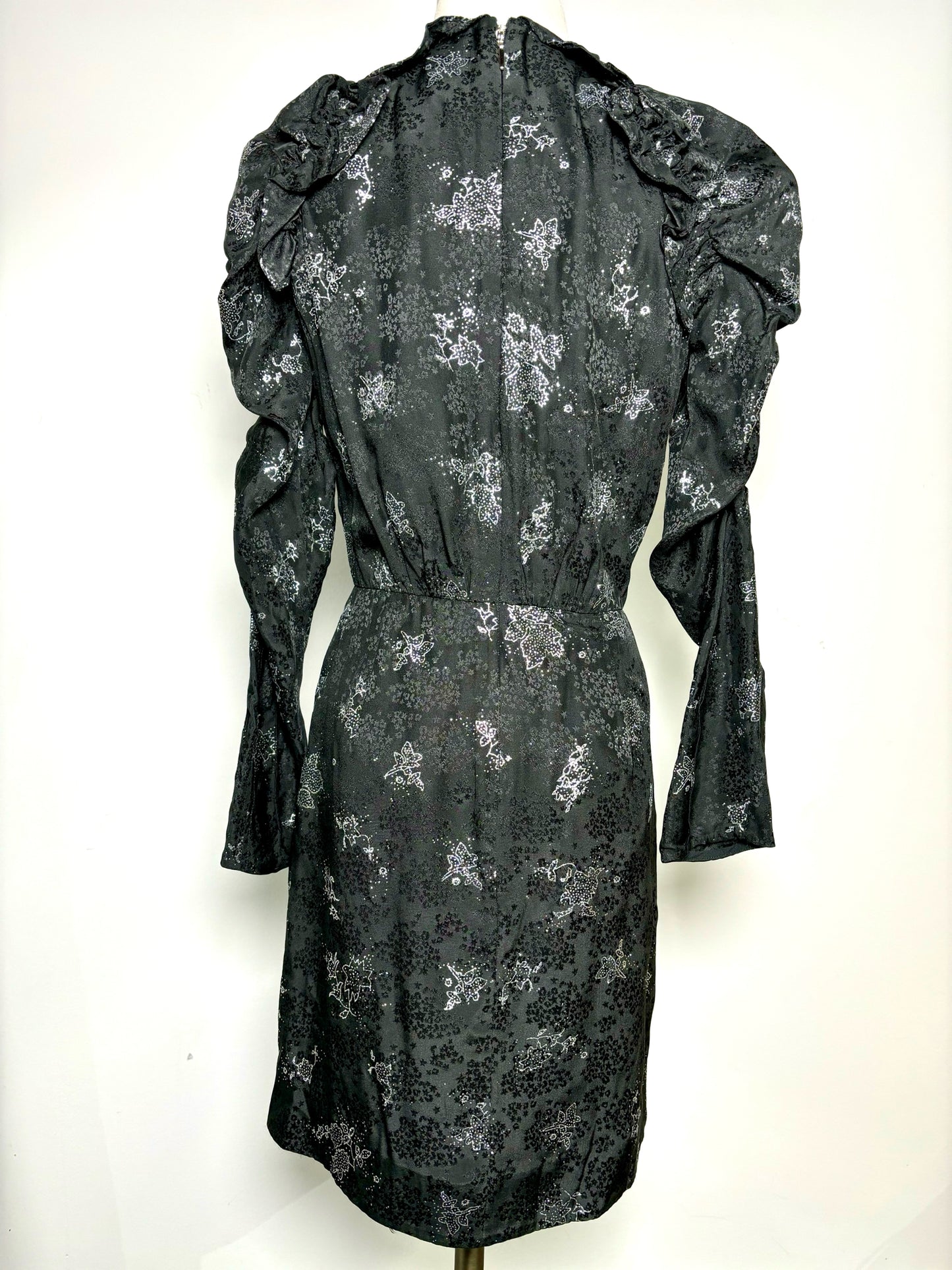 Women Size 6 Rebecca Taylor Black Print Silk Dress