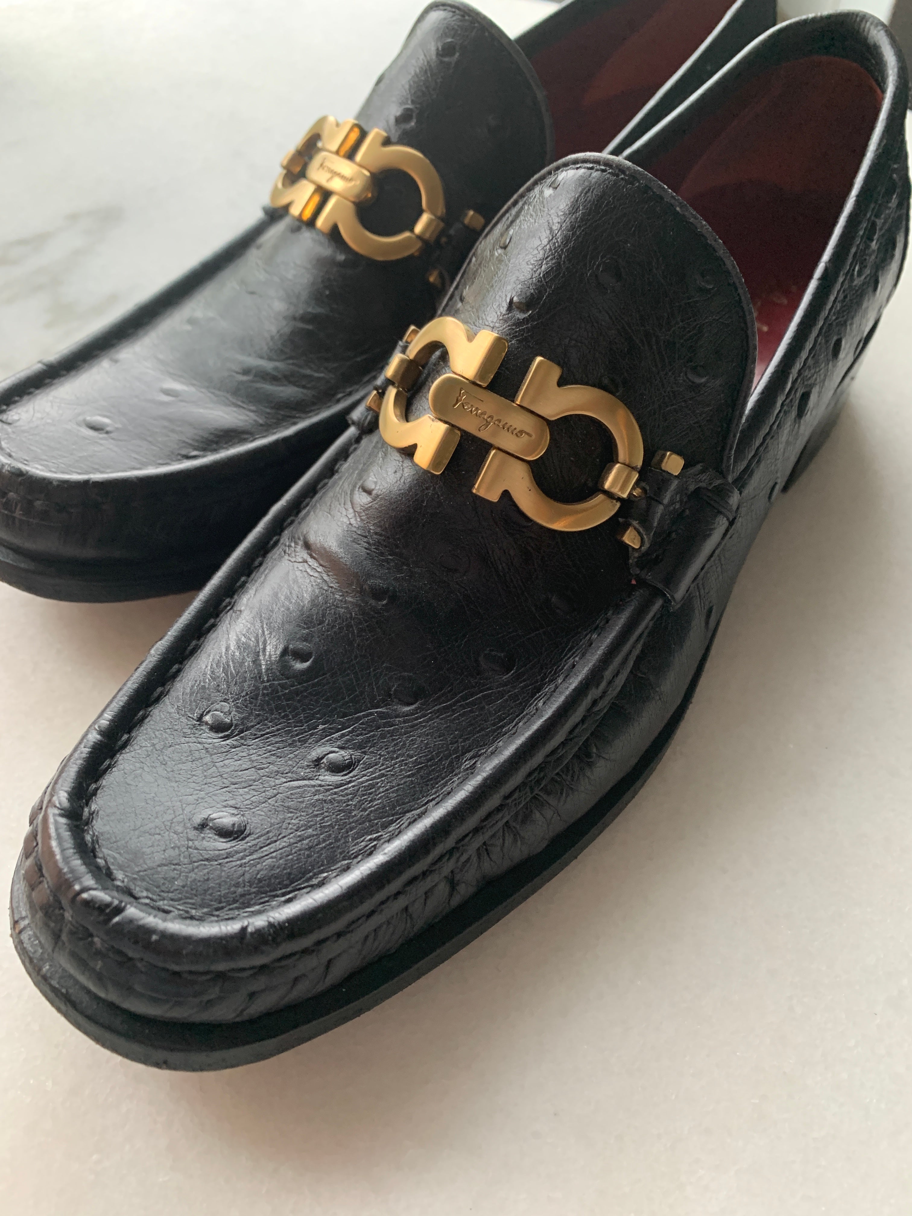 Salvatore ferragamo black outlet loafers