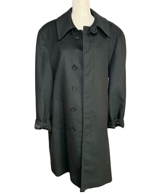 Women Size XL Burberry Black Solid Wool Coat