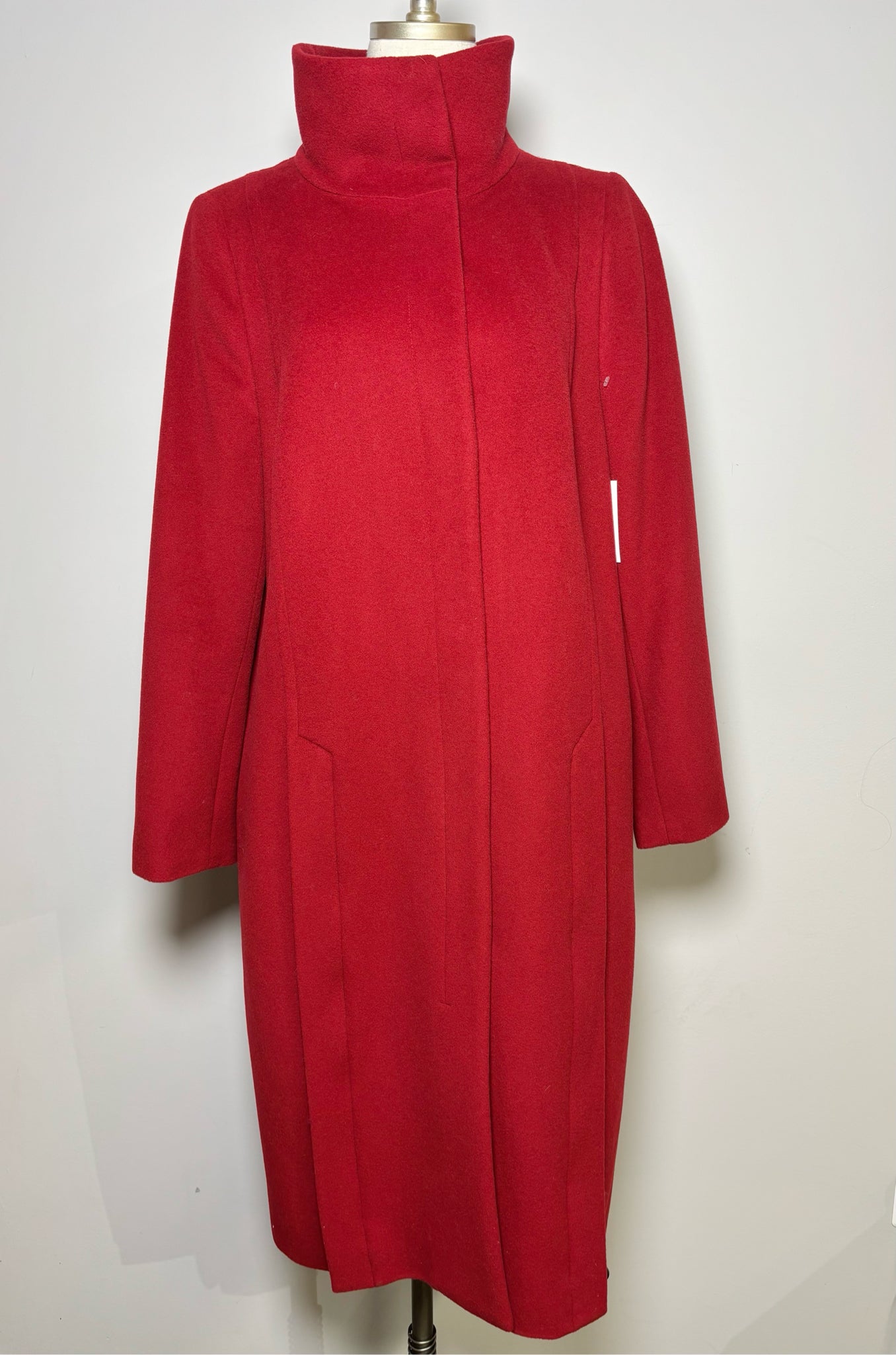 Women Size 14 Akris Punto Red Solid Wool, Cashmere Long Coat