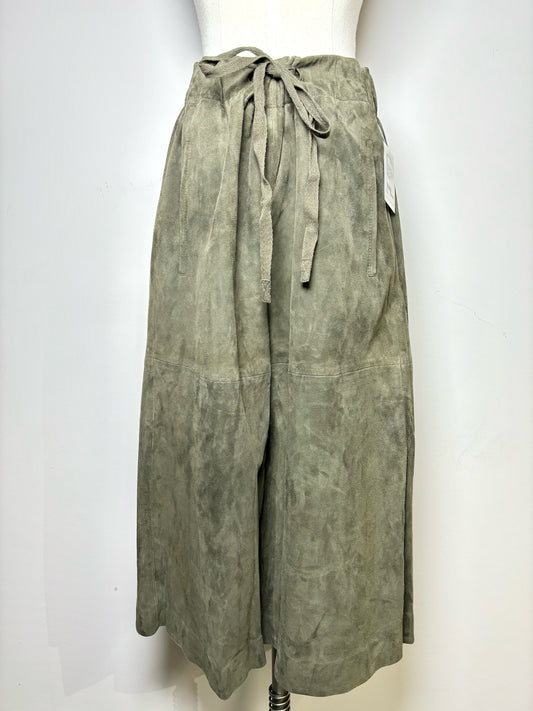 Women Size L Vince Brown Solid Suede Leather Pants