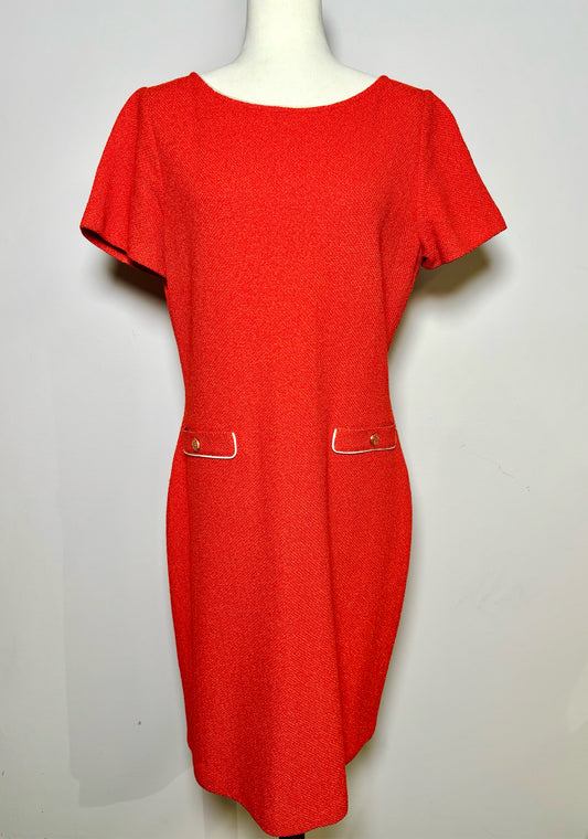 Women Size 12 St. John Orange Solid Wool Dress