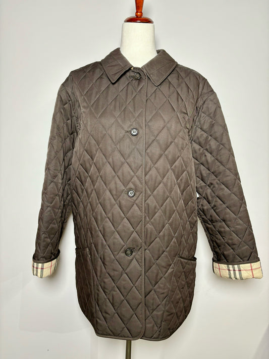 Burberry Brown Cotton Solid Men's L Quilted Lightweight Jacket