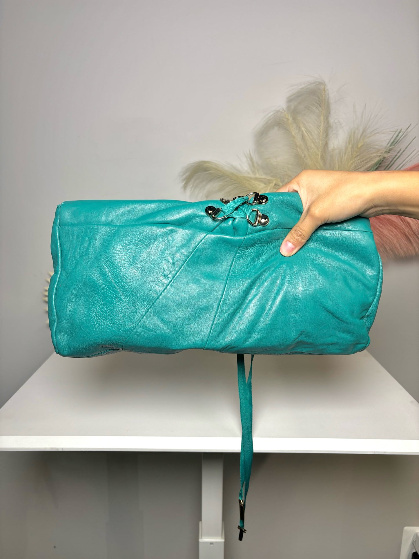 Turquoise Junior Drake Solid Leather Purse