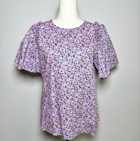 Women Size S Pomander Place Purple Floral Cotton Top