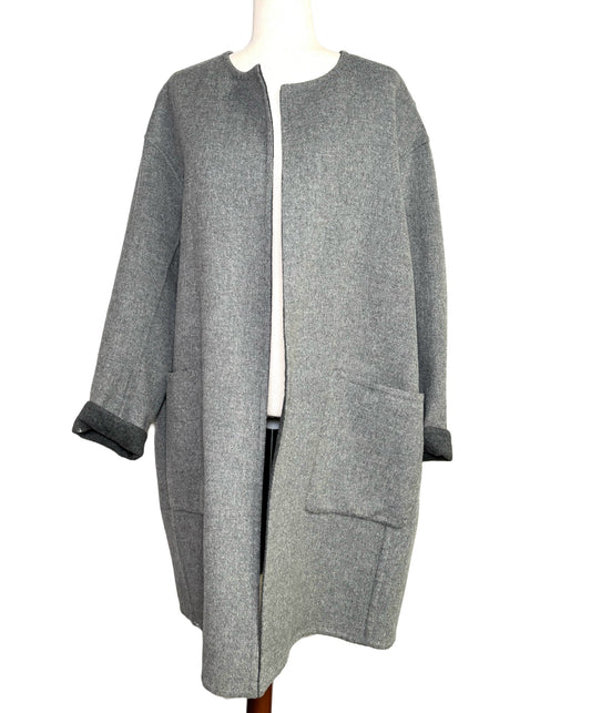 Women Size M Vince Charcoal Solid Wool-Cashmere Combo Reversible Coat