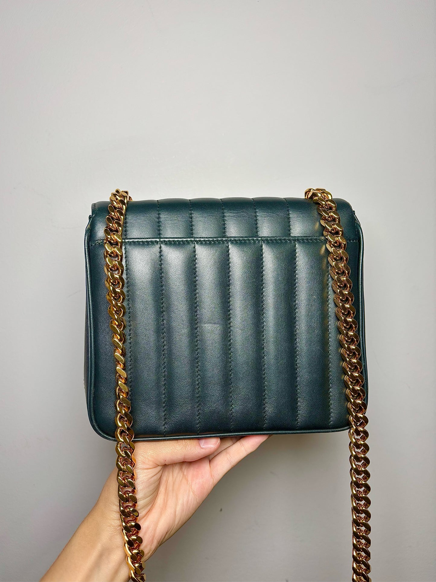 Yves Saint Laurent Solid Leather Forest Green Purse