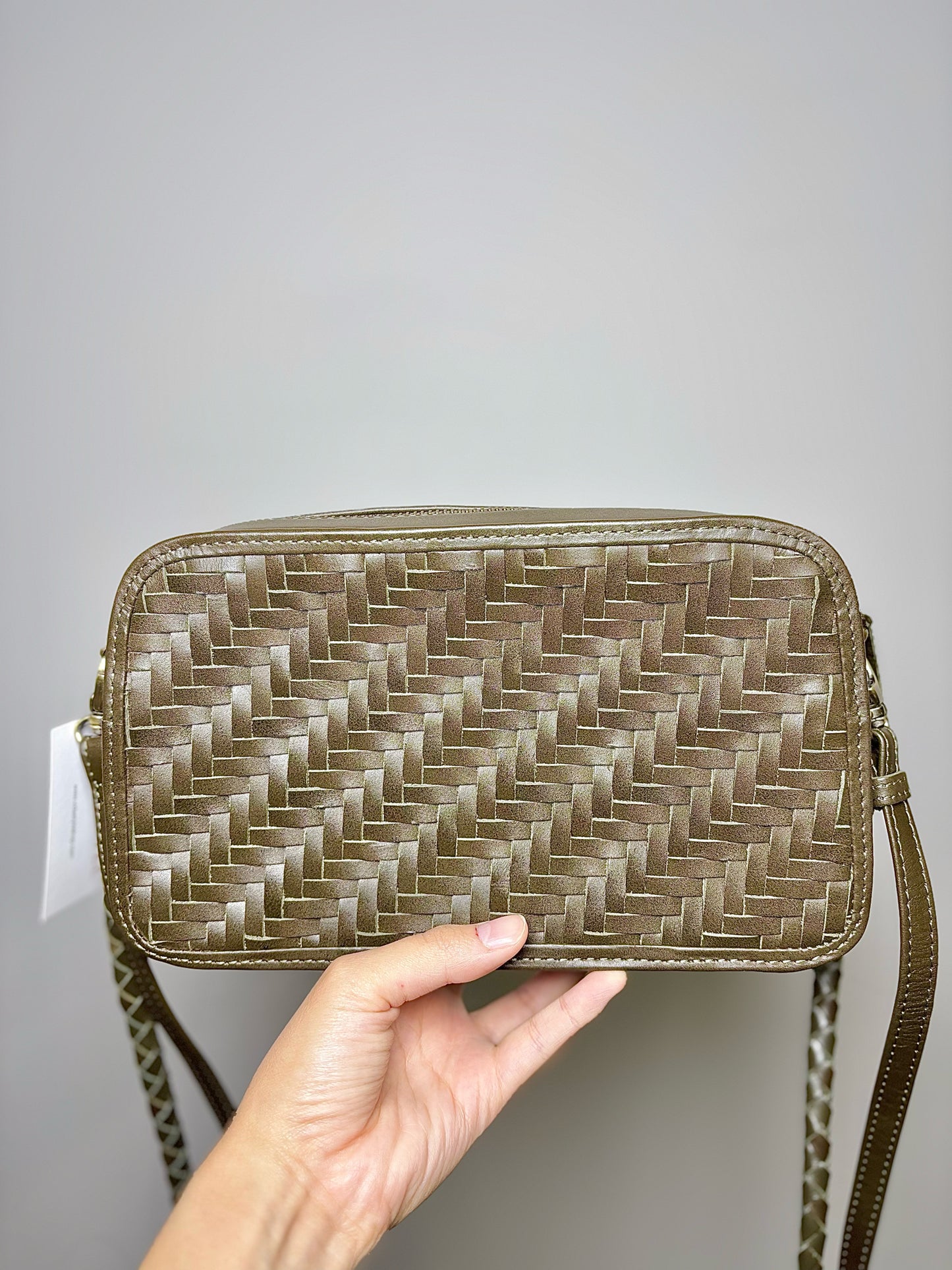 Bembien Dark Olive Green Woven Leather "Camera" Purse