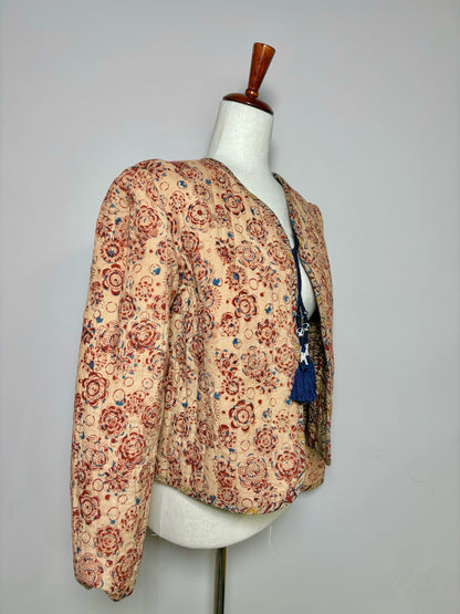 Women Size S Alix of Bohemia Coral Floral Cotton Quilted Jacket