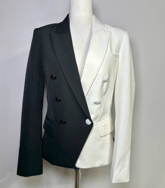 Women Size 2 L'Agence Cream Black Colorblock Blazer