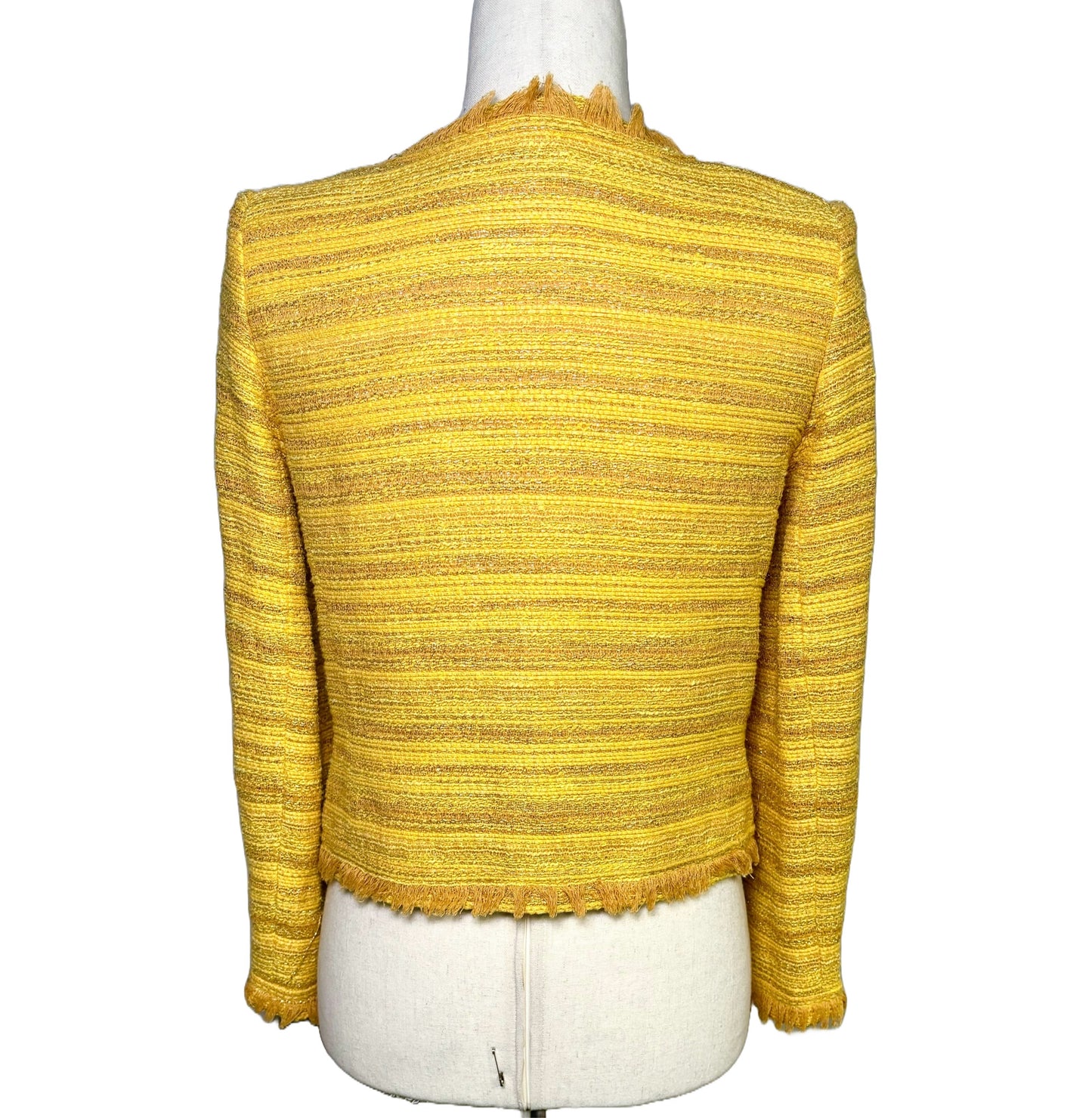 Women Size S Alice + Olivia Yellow Tweed Cotton Blazer