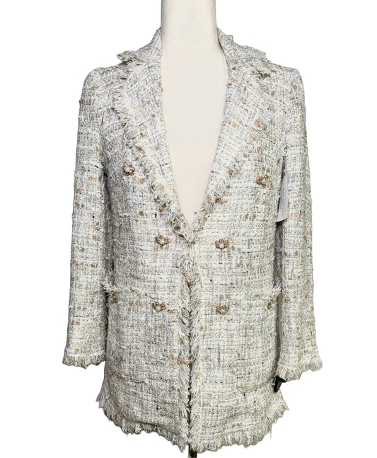 Women Size S Edward Achour Paris Cream Tweed Blazer