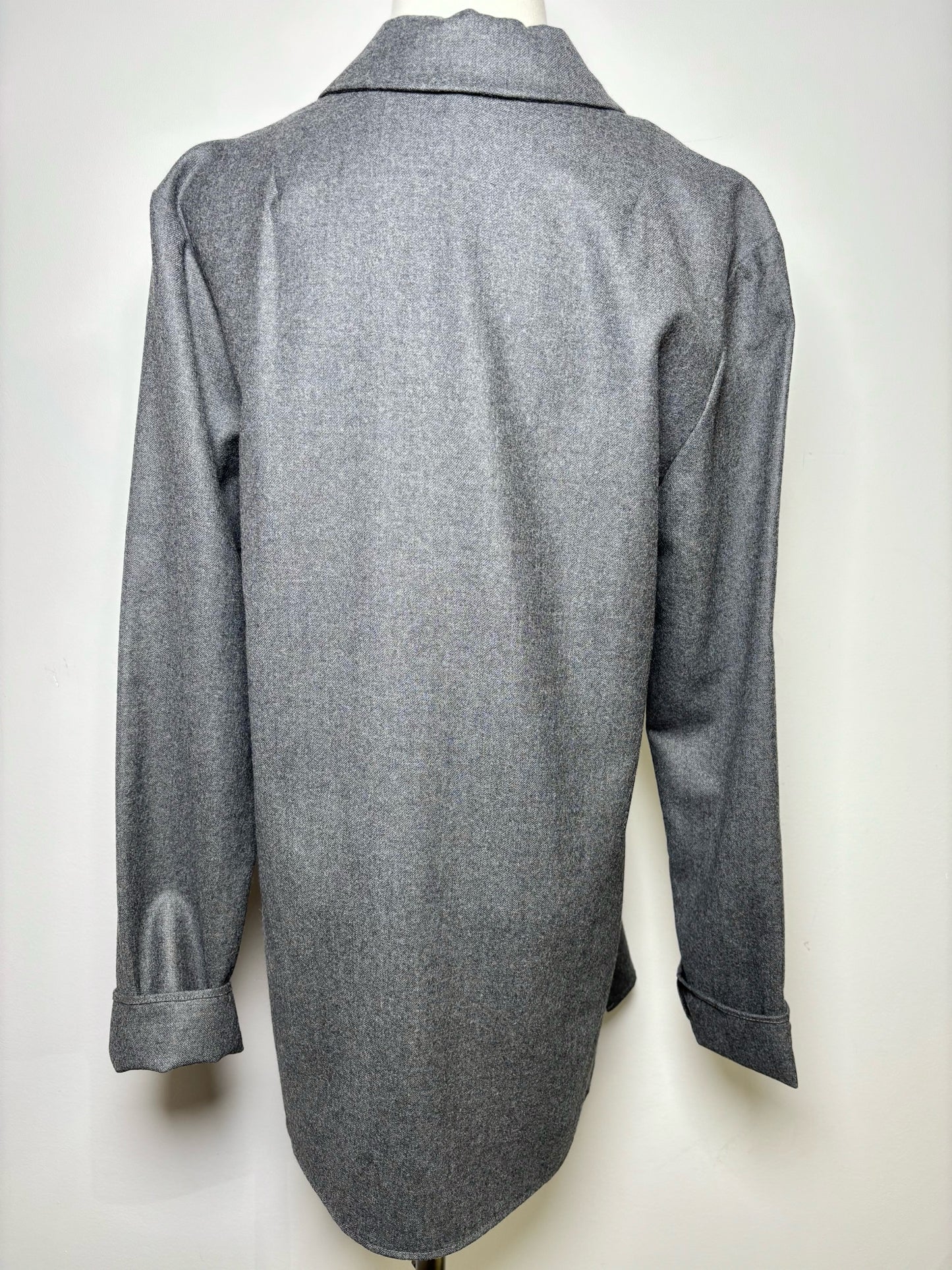 Women Size M Tibi Heather Gray Superfine Wool NWT Shirt-Jacket