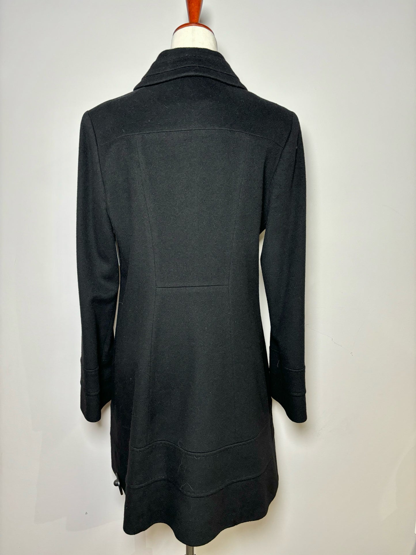 Women Size 12 Fleurette Black Solid Cashmere Blend Loro Piana Coat