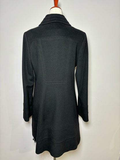 Women Size 12 Fleurette Black Solid Cashmere Blend Loro Piana Coat