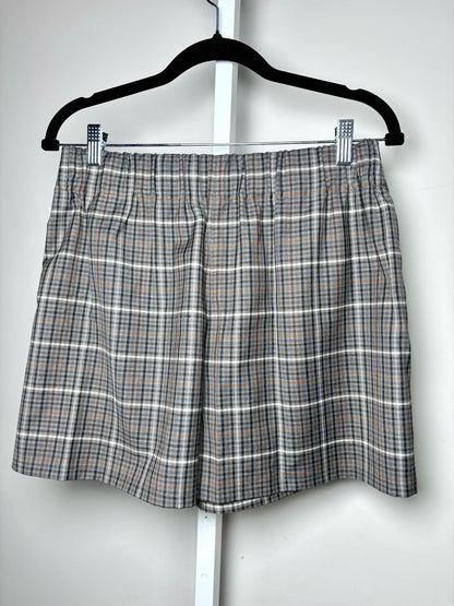 Women Size M Tibi Charcoal Plaid Pull-on Shorts