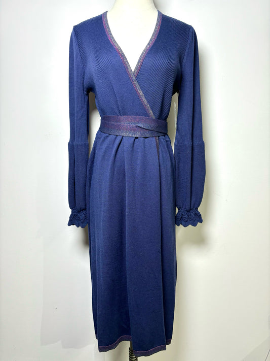 Women Size M Diane Von Furstenberg Purple Solid Wool Wrap Dress