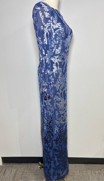 Women Size 8 Eliza J Blue Sequins Special Occasion Gown