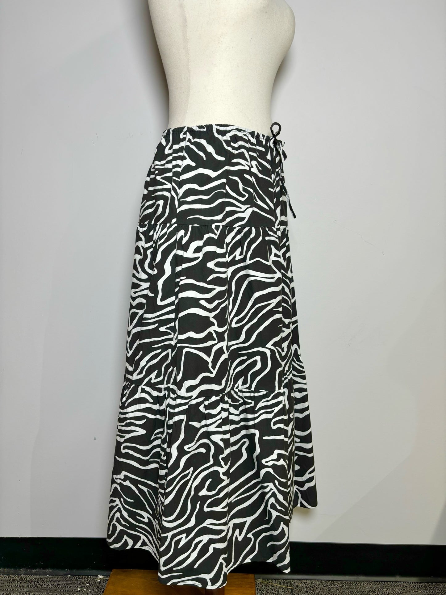 Women Size S Rails Black Swirl Cotton Maxi Tier Skirt