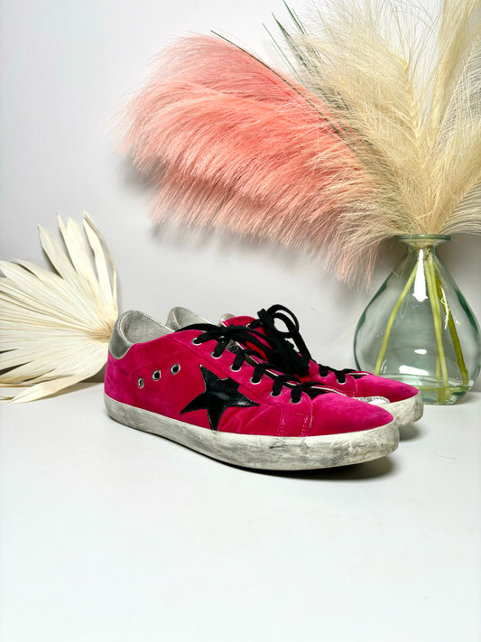 W Shoe Size 10.5 Golden Goose Magenta Velvet Black StarTennis shoes