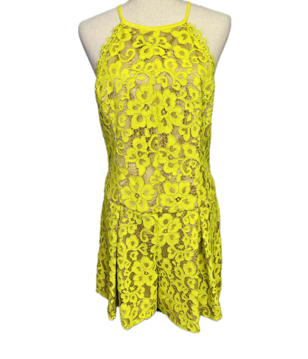 Women Size 6 Trina Turk Yellow Lace Polyester Romper/Jumpsuit