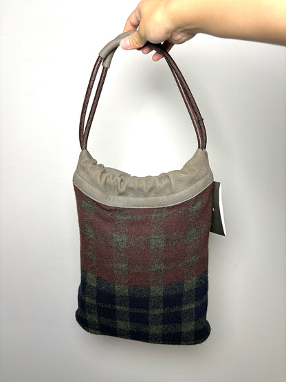 Multi-Color Cividini Tartan Plaid Wool Multi-Color Suede Straps Purse