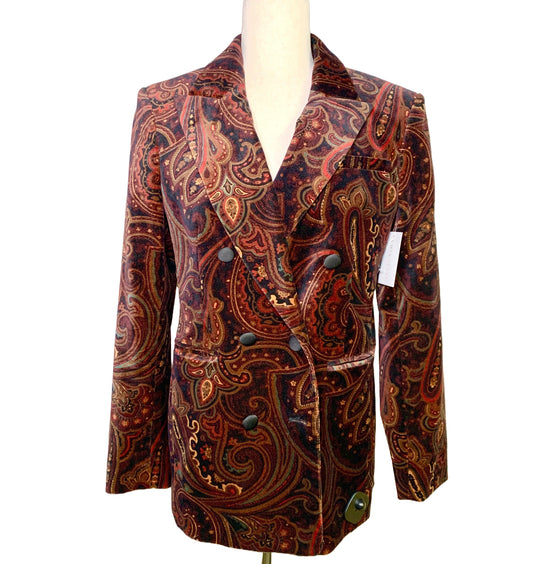 Women Size 6 Banana Republic Black Print Paisley Blazer