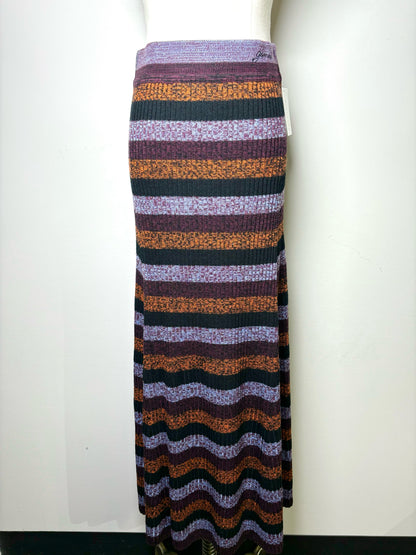 Women Size M Ganni Multi-Color Stripe Wool Ribbed Maxi Skirt