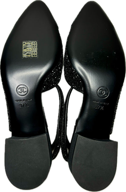 Chanel Glitter Grograin and Embroidered Heels 37.5