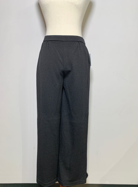 Women Size 2 St. John Black Solid Wool Wide Leg Pants