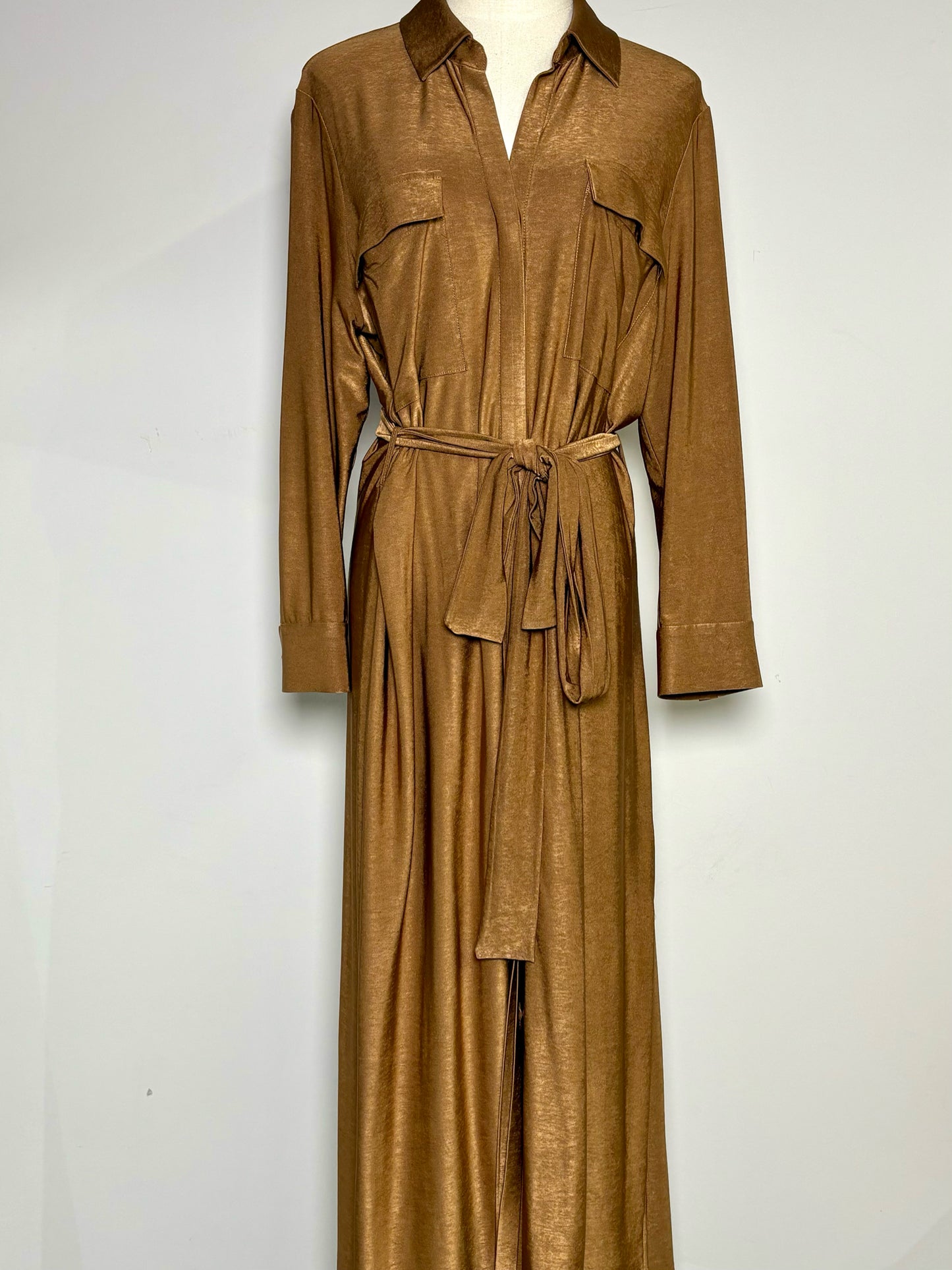 Women Size L L'Agence Brown Belted Shirt Dress