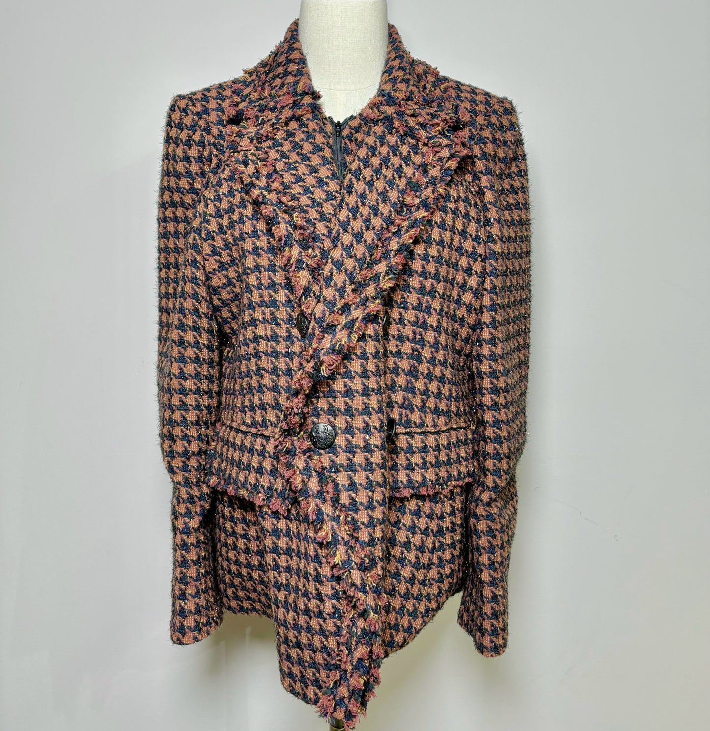 Women Size 12 Veronica Beard Multi-Color Houndstooth Blazer