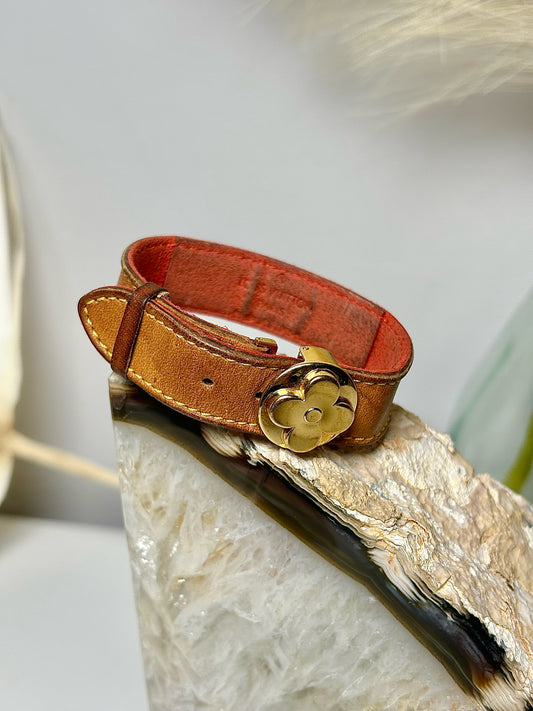 Brown Louis Vuitton Monogram Wish Leather, Suede Bracelet