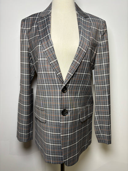 Women Size M Tibi Heather Gray Plaid Elbow Cutouts Blazer