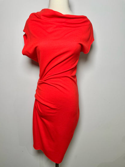 Women Size S Helmut Lang Red Solid Wool Dress