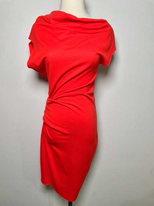 Women Size S Helmut Lang Red Solid Wool Dress