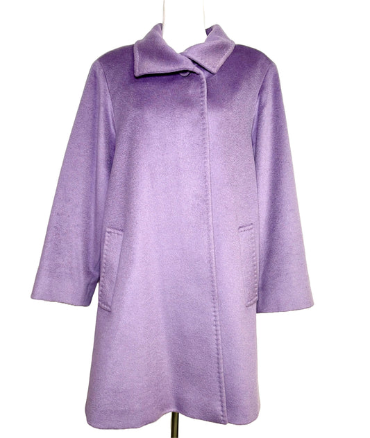 Women Size 12 Cinzia Rocca Lavender Solid Wool Coat