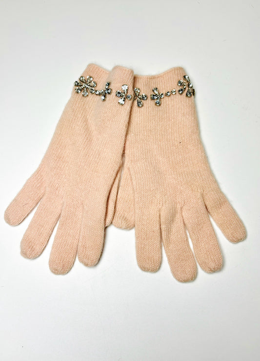 Pink Portolano One Size Cashmere Finger Embellished Gloves