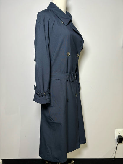 Women Size L Theory Blue Solid Wool Trench Coat