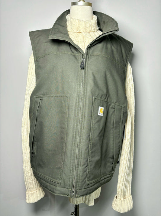 Carhartt Olive Cotton Solid Men's XL Vest Jacket