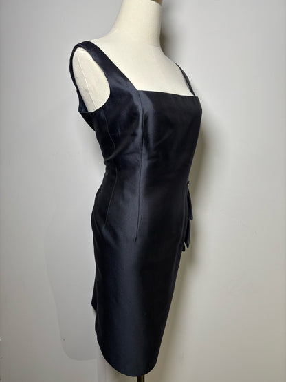 Women Size 14 Rickie Freeman for Teri Jon Navy Solid Silk Dress